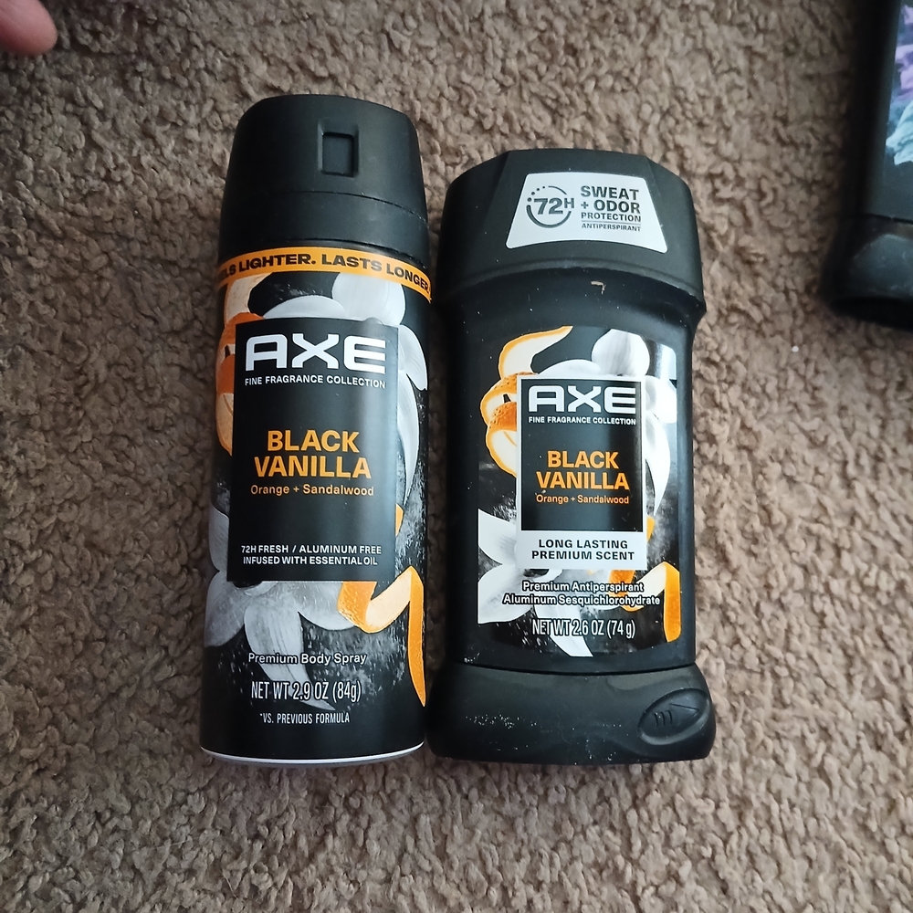 AXE Black Vanilla Body Spray & Antiperspirant Set - Black & Orange NEW